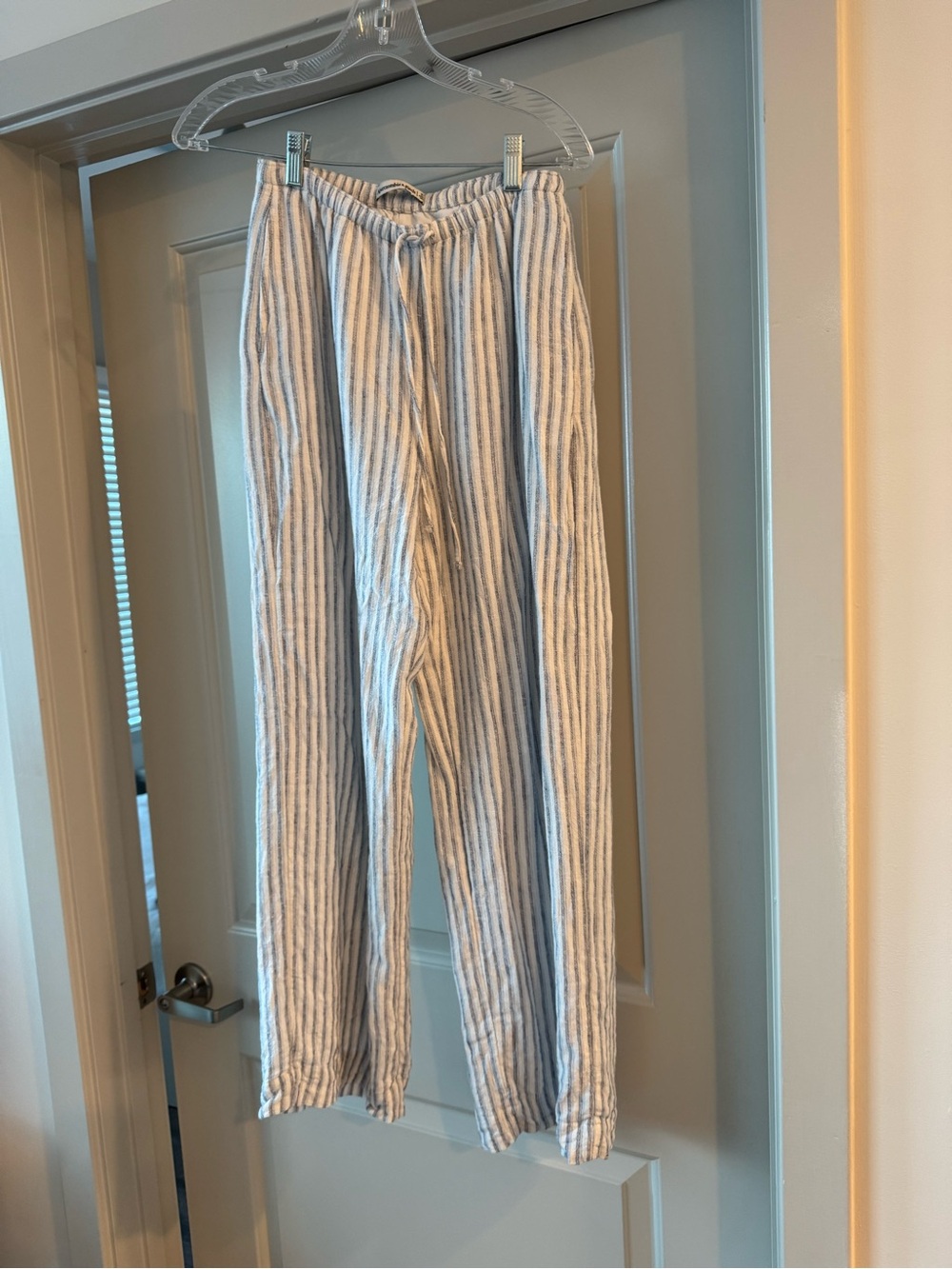 Blue and White Striped linen pants - Abercrombie and fitch!